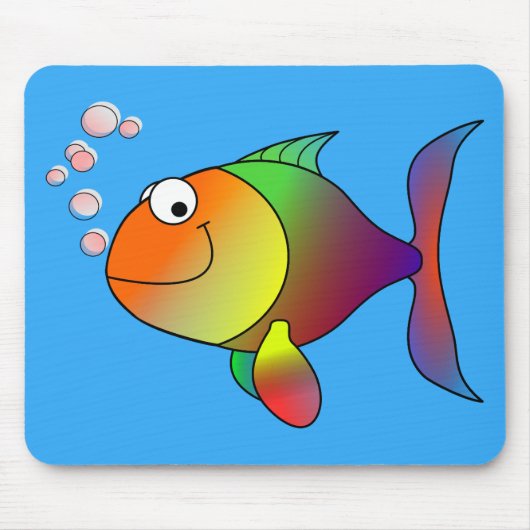 かわいい楽しい金魚の海とライトブルー マウスパッド (正面)