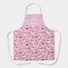 かわいい楽しい雪だるまサンタクロースクリスマス家族 エプロン