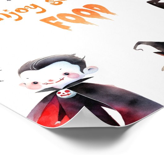 かわいい楽しむ食べ物ハローウィンパーティ ポスター (角)