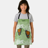 かわいい様式化（昆虫）オオカバマダラ、モナークバタフライグリーンキッズエプロン エプロン (インサイチュ)