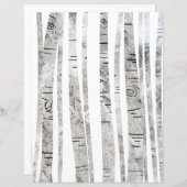 かわいい樺の木ツリースクラップブック紙 (正面/裏面)