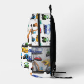 かわいい機械車の漫画のパターン プリントバックパック (右)