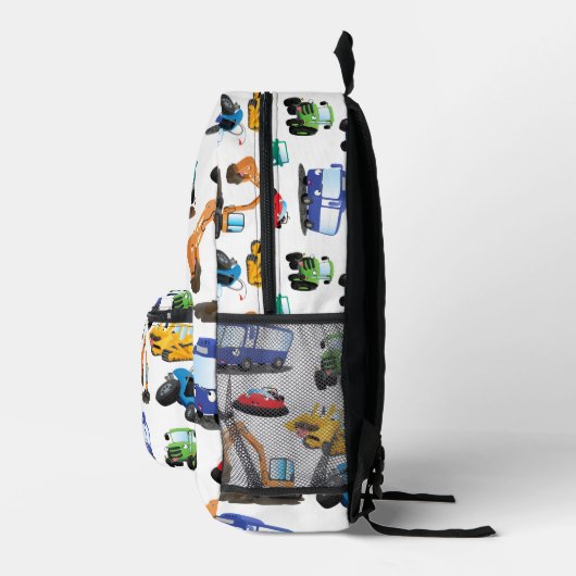 かわいい機械車の漫画のパターン プリントバックパック (右)