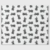 かわいい機関車カスタムの背景色 ラッピングペーパー (フラット)