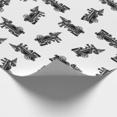 かわいい機関車カスタムの背景色 ラッピングペーパー (角)