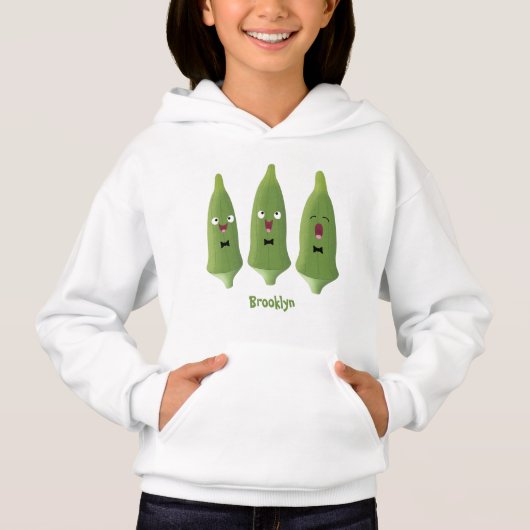 かわいい歌うオクラ野菜のキャラクター (正面)