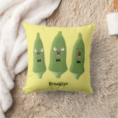 かわいい歌うオクラ野菜のキャラクター クッション (ブランケット)