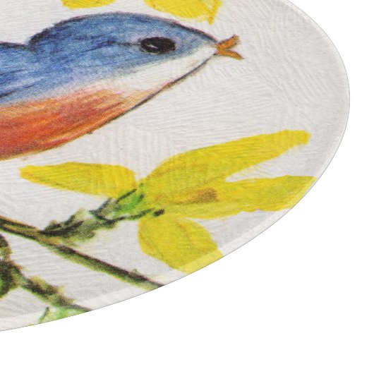 かわいい歌うブルーバードツリーブランチ カッティングボード (角)