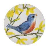 かわいい歌うブルーバードツリーブランチ カッティングボード (正面)