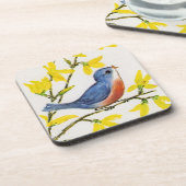 かわいい歌うブルーバードツリーブランチ コースター (左側)