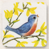 かわいい歌うブルーバードツリーブランチ コースター (正面)