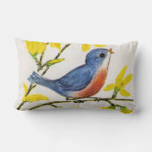 かわいい歌うブルーバードツリーブランチ ランバークッション (裏面)