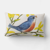 かわいい歌うブルーバードツリーブランチ ランバークッション (正面)