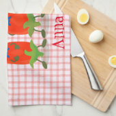 かわいい歌う唐辛子の漫画イラストレーション キッチンタオル (四つ折り)