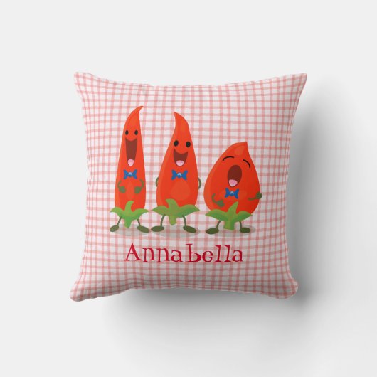 かわいい歌う唐辛子の漫画イラストレーション クッション (裏面)