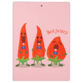 かわいい歌う唐辛子の漫画イラストレーション クリップボード (裏面)