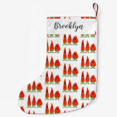 かわいい歌う唐辛子の漫画イラストレーション スモールクリスマスストッキング (裏面)