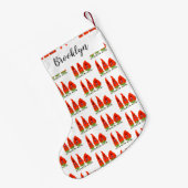 かわいい歌う唐辛子の漫画イラストレーション スモールクリスマスストッキング (裏面 (吊り時))