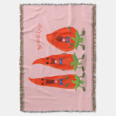 かわいい歌う唐辛子の漫画イラストレーション スローブランケット (正面縦)