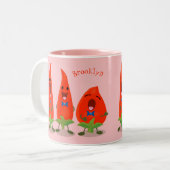 かわいい歌う唐辛子の漫画イラストレーション ツートーンマグカップ (正面左)