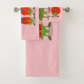 かわいい歌う唐辛子の漫画イラストレーション バスタオルセット (インサイチュ)