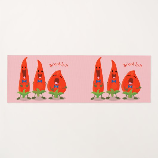 かわいい歌う唐辛子の漫画イラストレーション ヨガマット (正面(横))