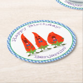 かわいい歌う唐辛子の漫画イラストレーション ラウンドペーパーコースター (アングル)