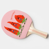 かわいい歌う唐辛子の漫画イラストレーション 卓球ラケット (横)