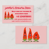 かわいい歌う唐辛子の漫画イラストレーション 名刺 (正面/裏面)