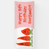 かわいい歌う唐辛子の漫画イラストレーション 横断幕 (縦)