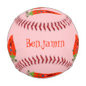 かわいい歌う唐辛子の漫画イラストレーション 野球ボール (裏面)