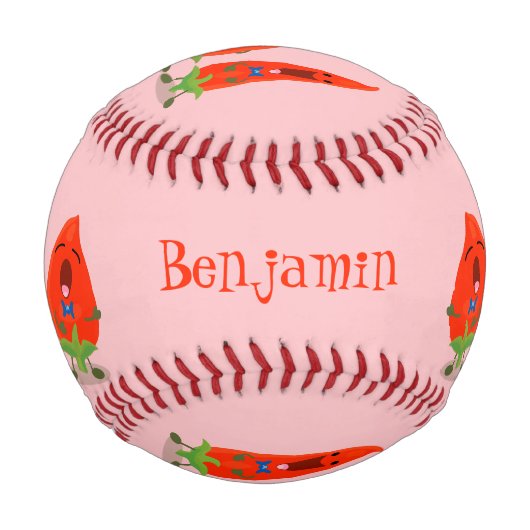 かわいい歌う唐辛子の漫画イラストレーション 野球ボール (裏面)