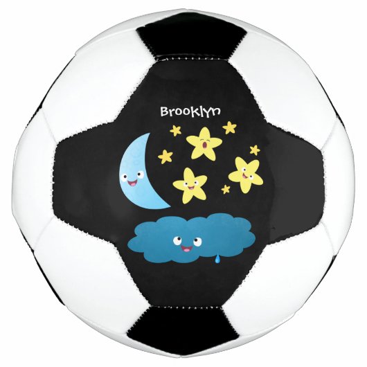 かわいい歌う星、月と雲の漫画 サッカーボール (正面)