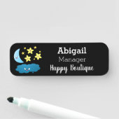 かわいい歌う星、月と雲の漫画 名札 (インサイチュ)