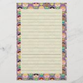 かわいい歌う聖歌隊の紫色によって並べられる文房具 便箋 (正面)