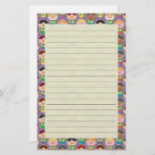 かわいい歌う聖歌隊の紫色によって並べられる文房具 便箋 (正面/裏面)