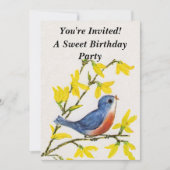 かわいい歌う青い鳥の木 招待状 (正面)