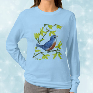 かわいい歌う青い鳥の木 Tシャツ