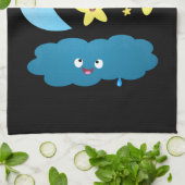 かわいい歌の星、月、雲の漫画 キッチンタオル (折り畳み)