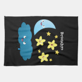 かわいい歌の星、月、雲の漫画 キッチンタオル (横)