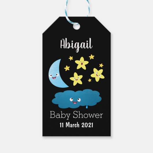 かわいい歌の星、月、雲の漫画 ギフトタグ (正面)