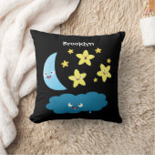 かわいい歌の星、月、雲の漫画 クッション (ブランケット)