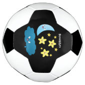 かわいい歌の星、月、雲の漫画 サッカーボール (回転)