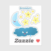 かわいい歌の星、月、雲の漫画 シール (シート)