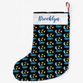 かわいい歌の星、月、雲の漫画 スモールクリスマスストッキング (裏面)