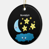 かわいい歌の星、月、雲の漫画 セラミックオーナメント (左)