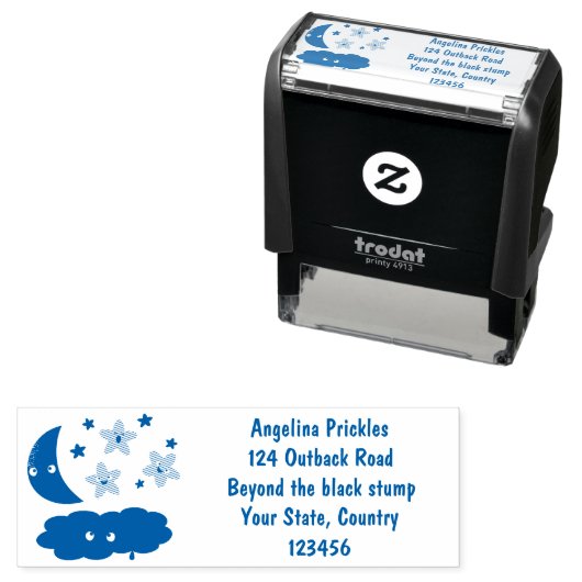 かわいい歌の星、月、雲の漫画 セルフインキングスタンプ (インサイチュ)