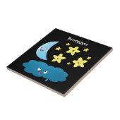 かわいい歌の星、月、雲の漫画 タイル (側面)