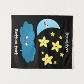 かわいい歌の星、月、雲の漫画 タペストリー (正面(横))