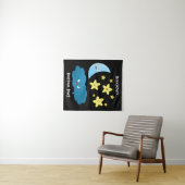 かわいい歌の星、月、雲の漫画 タペストリー (インサイチュ(横))